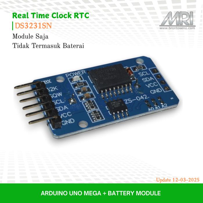 Gambar RTC DS3231 REAL TIME CLOCK I2C ARDUINO UNO MEGA + BATTERY MODULE - DS3231SN MDL dari MRI Electronics undefined Tokopedia