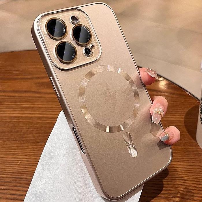 Gambar ACC Luxury Desert Titanium AG Frosted Lightning Magnetic Phone Case for iPhone 16 11 12 13 14 15 Pro Max Hard Case Supports Wireless Charging Magnetic Shockproof Protective Cover - desert titanium, iphone 13 dari MEXO 66 STORE undefined Tokopedia