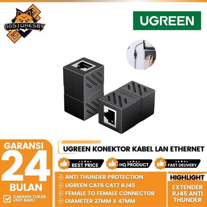 Gambar UGREEN KONEKTOR KABEL LAN ETHERNET EXTENDER RJ45 ANTI THUNDER 30837 - 20390 dari GGSTORESBY undefined Tokopedia