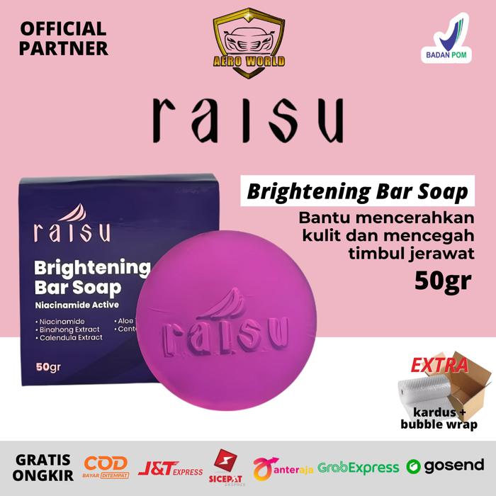 Gambar RAISU Brightening Bar Soap Sabun Wajah Sabun Mandi Mencerahkan & Melembabkan Original BPOM dari AERO WORLD undefined Tokopedia