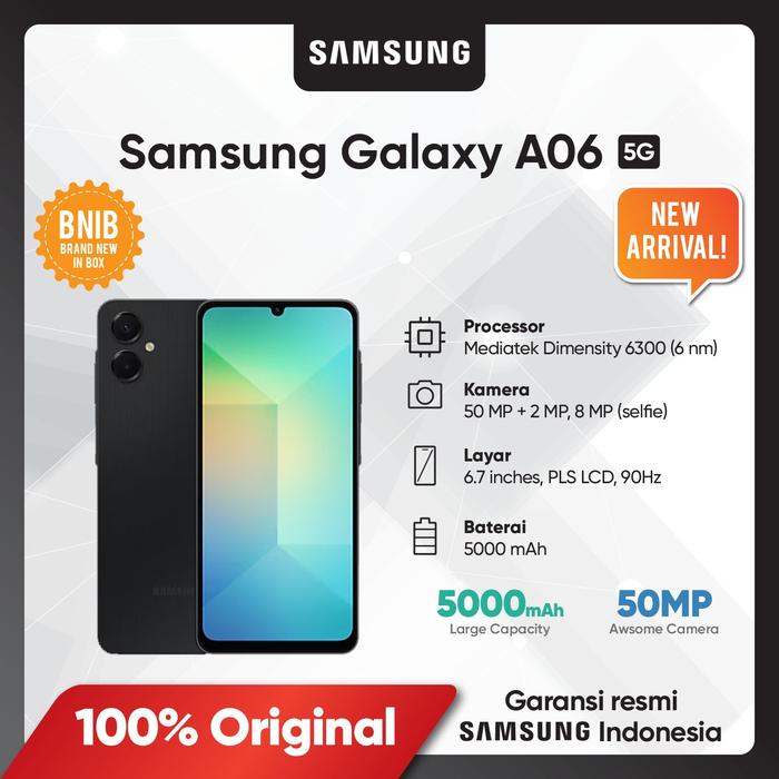 Gambar Samsung Galaxy A06 5G 6/128GB - Garansi Resmi SEIN - Black dari Samsung Store Malang Town Square undefined Tokopedia