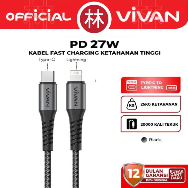Gambar Vivan VDUCC100 C to C 60W / VDUCL100 C to L 27W Fast Charging 1M PD QC3.0 Braided Kabel Data Cable - VDUCL C to L dari Liem Group undefined Tokopedia