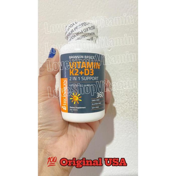 Gambar TERLARIS BRONSON VITAMIN D3 K2 5000 10000 IU K2 D3 100% ORIGINAL USA ASLI MURAH suplemen kesehatan vit vitamin original amerika d3 k2 2 in 1 support isi 60 120 caps kapsul tablet vitamin k2 as mk-7 90mcg 10.000iu 10.000 iu USA untuk tulang | LOVESHOP - HITAM 360 dari XANJO PEDIA undefined Tokopedia