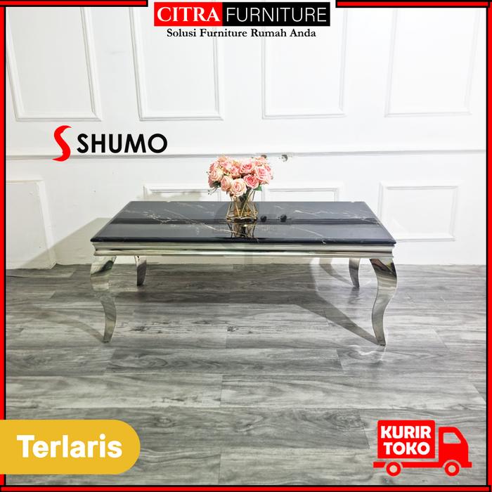Gambar SHUMO Meja Tamu Marmer Stainless Steel Silver Series - SILVER-BLACK dari Citra furniture Kota Administrasi Jakarta Pusat Tokopedia
