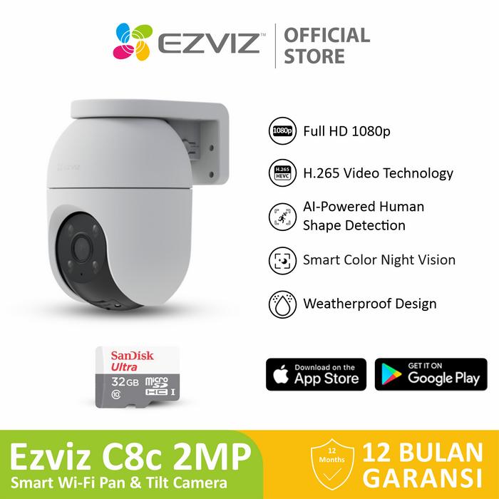 Gambar Ezviz C8c 2MP Smart Home Outdoor CCTV Wifi IP Camera Auto Tracking w/SD Card 32/64/128Gb - C8C + 32Gb dari Ezviz Official Store undefined Tokopedia