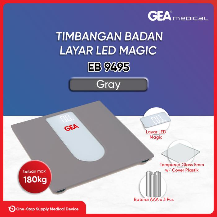 Gambar GEA Electronic Scale (Timbangan Digital) EB 9495 (LED Tempred glass w/plastic cover) - Grey dari My Health by GEA Medical undefined Tokopedia