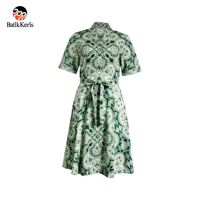 Gambar Batik Keris Dress Lengan Pendek Keris Aditya 072SPFSX74 - Hijau, SS dari BATIK KERIS OFFICIAL undefined Tokopedia