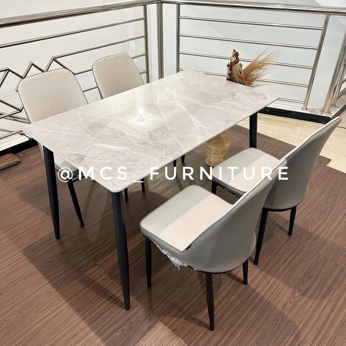 Gambar Meja Makan Set 4 Kursi Marble Granit Marmer Mebel Furniture MCS Semarang - Grey 4K, Semarang Rakit Chat Dulu dari Mebel Semarang MCS Furniture undefined Tokopedia