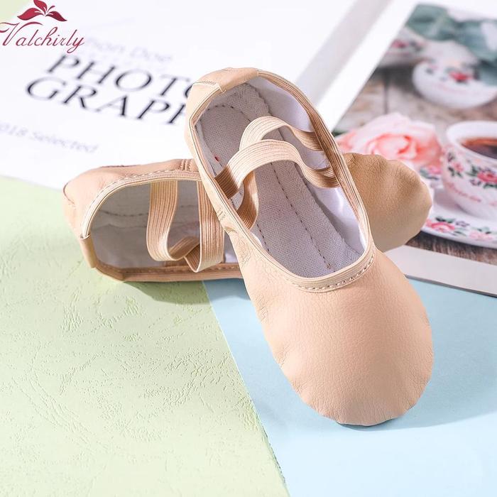 Pu Leather Pointe Shoes Full Sole Dance Slippers Children Ballerina  Practice Ballet Dancing Training Use Colors