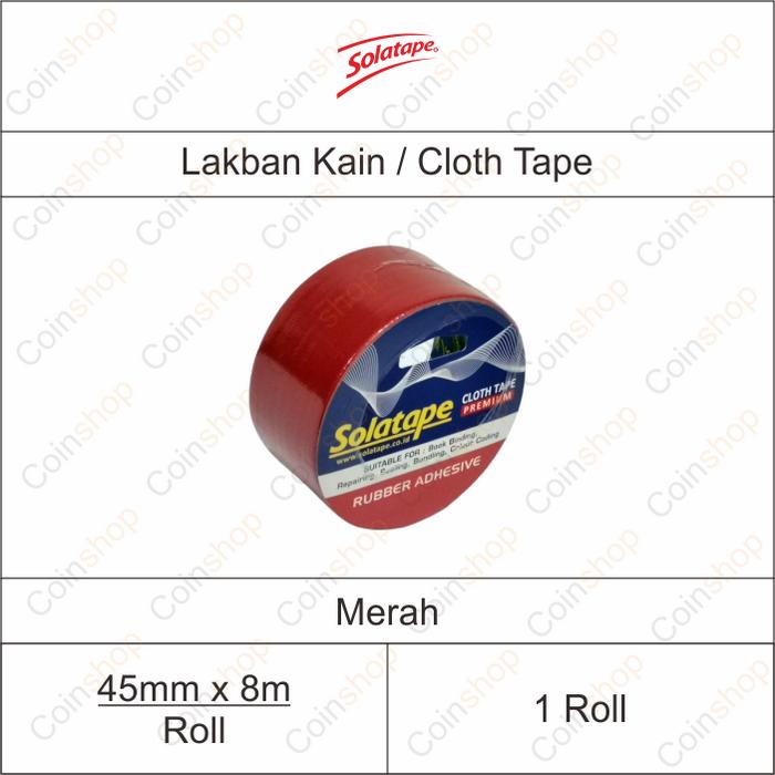 Gambar Cloth Tape / Lakban Kain Warna Solatape 45 mm x 8 meter 45mm x 8 meter - Merah dari CoinShops undefined Tokopedia