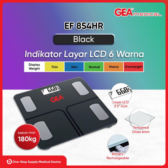Gambar GEA Timbangan Digital Body Fat & Hydration Monitor EF 854HR - Black dari My Health by GEA Medical undefined Tokopedia