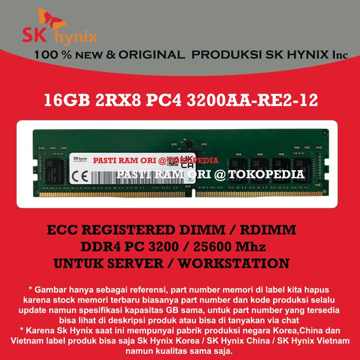 Jual DDR4 Ecc Rdimm Ecc Register SK Hynix Ram Server For DELL,HP