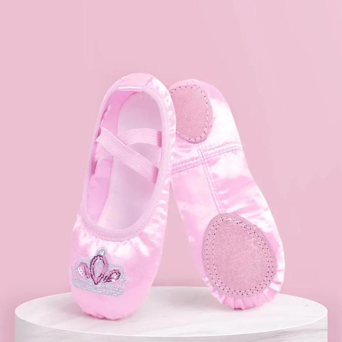 Jual Satin Ballet Shoes For Girls Kids Embroider Shiny Ballet