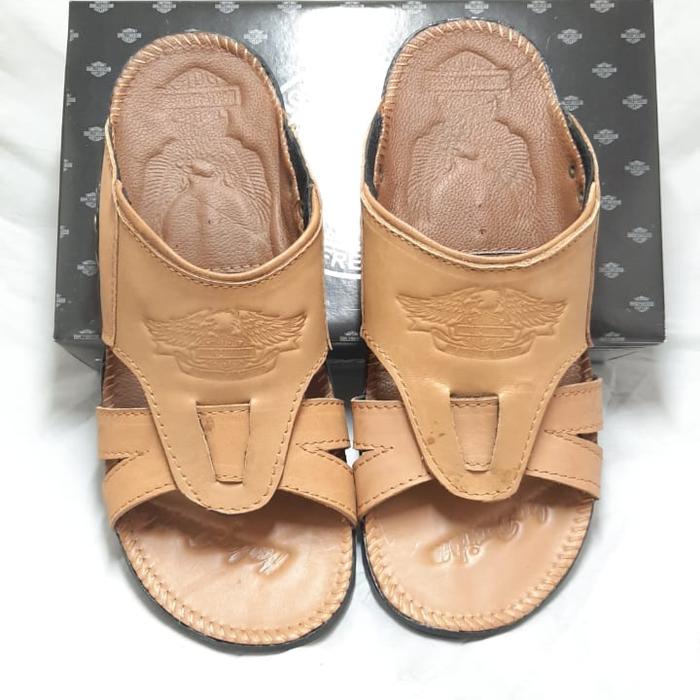Gambar Sandal Kulit Slop Harley Davidson Tan - SBR SLOP, 39 dari Lalashoes Surabaya undefined Tokopedia
