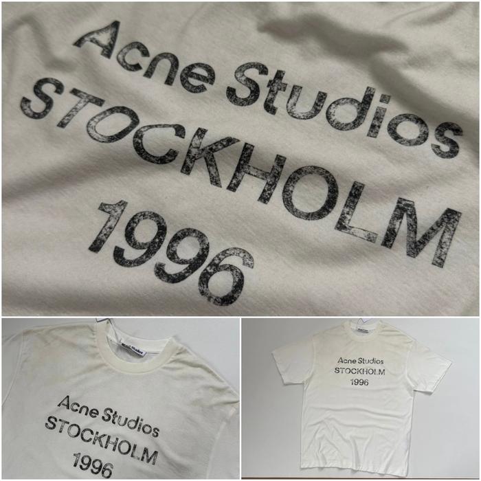 Gambar Acne Studios Logo T-Shirt Relaxed Fit - Dusty White, M dari Look Goods undefined Tokopedia
