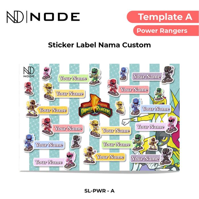 Power Ranger Sticker Chart Template Promo Power Rangers Sticker Stiker Label Nama Custom Nama Karakter Anak ...