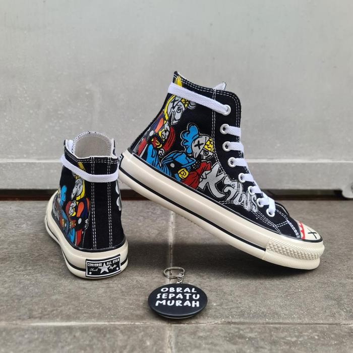 Gambar OBRAL SEPATU CONVERSE 70S HIGH X KAWS COMPANION CHUCK TAYLOR BLACK WHITE IMPORT QUALITY 38-43 - COMPANION HITAM, 36 dari SingBrew Store undefined Tokopedia
