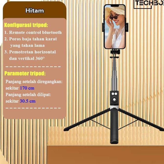 Gambar New Tech 165CM Selfie Stick Tripod Tongsis Dengan Monopod Dengan Wireless Remote Control Bluetooth 7 Tombol Tongkat Selfie Portable Lampu Jarak Jauh Bluetooth Untuk Vlogging Aluminium Merah Telepon Panjang Hitam Terlaris - 165CM-hitam dari Warkopbosqu undefined Tokopedia