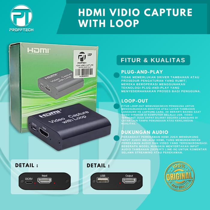 Gambar VIDEO CAPTURE (USB 2.0 - HDMI). BEST QUALITY. Original ProffTech - USB 2.0 + LOOP dari ProffTech Indonesia undefined Tokopedia