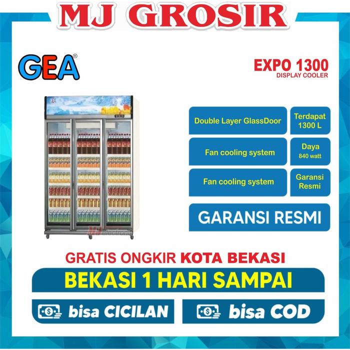 Gambar SHOWCASE GEA EXPO 1300 DISPLAY COOLER KULKAS MINUMAN TIGA PINTU - expo 1300 dari MJ GROSIR ELEKTRONIK undefined Tokopedia