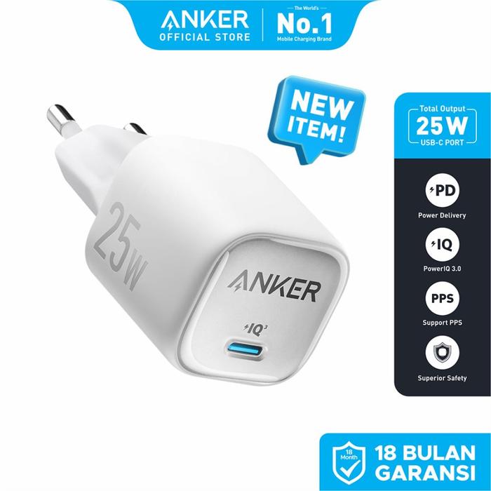Gambar Anker 25W GaN USB C Charger, Mini Compact, PPS & Super Fast Charging Samsung, iPhone, Android - A2656 - Putih dari ENVISI Tech&Style undefined Tokopedia