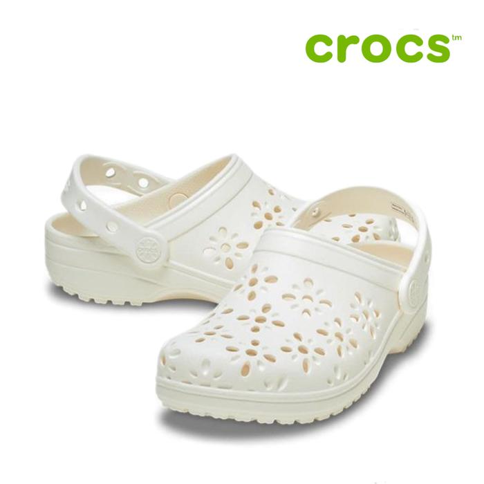 Crocs Classic Floral Cut Out Clog Sandal Pria Wanita Original Unisex  Chalk US M3W5 di Walkingstar Tokopedia - Main Image