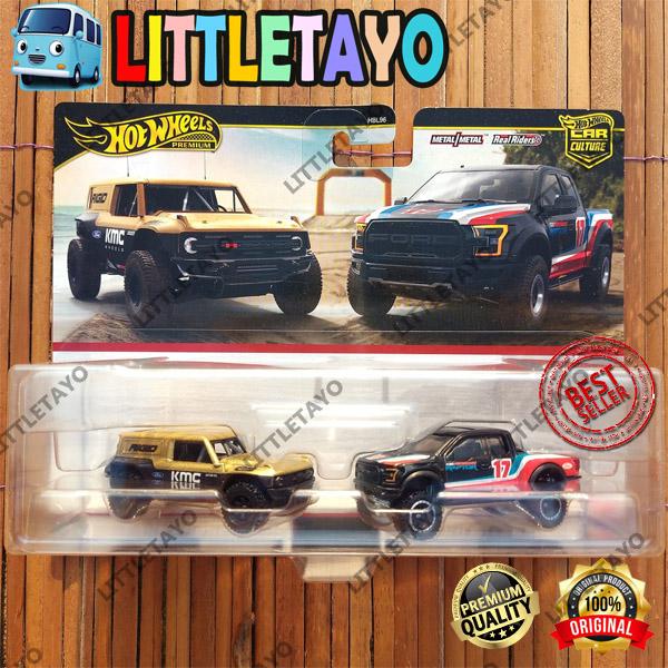 Gambar Hot Wheels Premium Twin 2 Pack Ford Bronco R 17 Ford F-150 Raptor - Set 2 Pack  dari Littletayo Store undefined Tokopedia