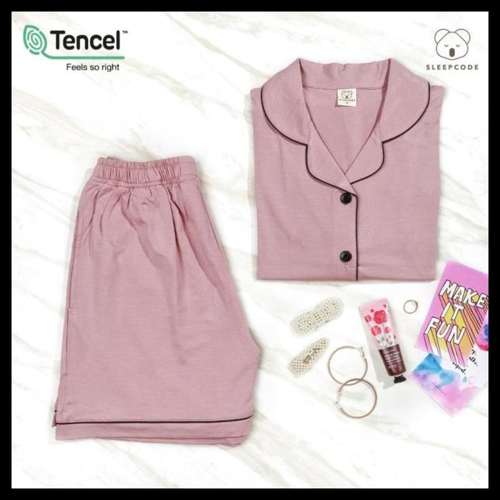 Gambar SALE TERMURAH SLEEPCODE - AUREL PIYAMA CELANA PENDEK BAJU TIDUR WANITA TENCEL MODAL - Dusty Pink, S dari TokoImpianku_ undefined Tokopedia