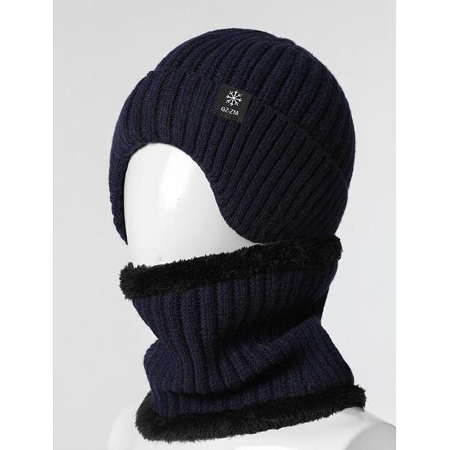 Gambar baru !!! Kupluk dan Syal Pelindung Telinga Hangat Musim Dingin Tebal Mewah Tahan Angin untuk Pria Topi Beanie Berlapis Bulu untuk Pria Penutup Telinga Wol Rajutan Rajutan dengan Penutup Pelindung Wajah dan Leher murah - Navy dari fash boys undefined Tokopedia