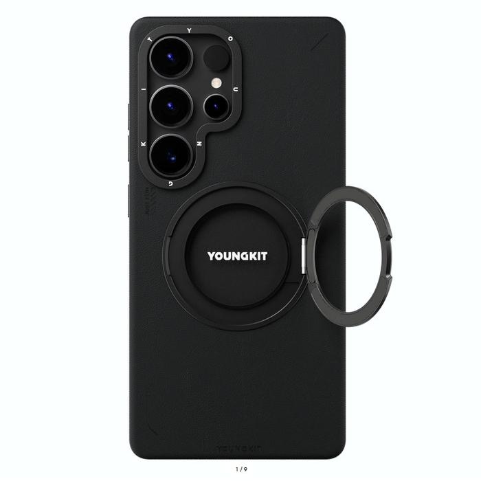 Gambar Case YOUNGKIT Tech Leather 360° Spin Magnetic Stand Ring Sasing for Samsung Galaxy S25 Ultra  Original - Black dari HW Store Jakarta undefined Tokopedia