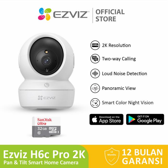 Gambar Ezviz H6c Pro 2K 3MP Smart Wifi Pan Tilt IP Camera CCTV Indoor w/SD Card 32/64/128Gb - H6C + 32Gb dari Ezviz Official Store undefined Tokopedia