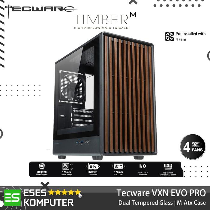 Gambar Case Tecware TIMBER M Earthy Aesthetic | M-ATX Casing with Pre-Installed 4X Fans - Hitam dari ESES Komputer Tasikmalaya Kota Tasikmalaya Tokopedia
