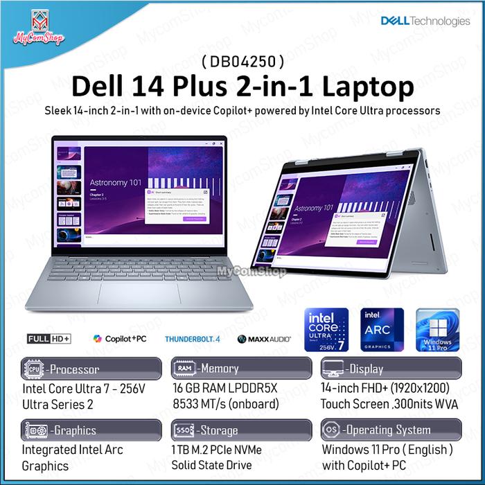 Gambar DELL 14 PLUS 2-IN-1 LAPTOP DB04250 ULTRA 7 256V 16GB RAM 1TB SSD INTEL ARC 14" FHD+ TOUCH dari MYCOMSHOP undefined Tokopedia