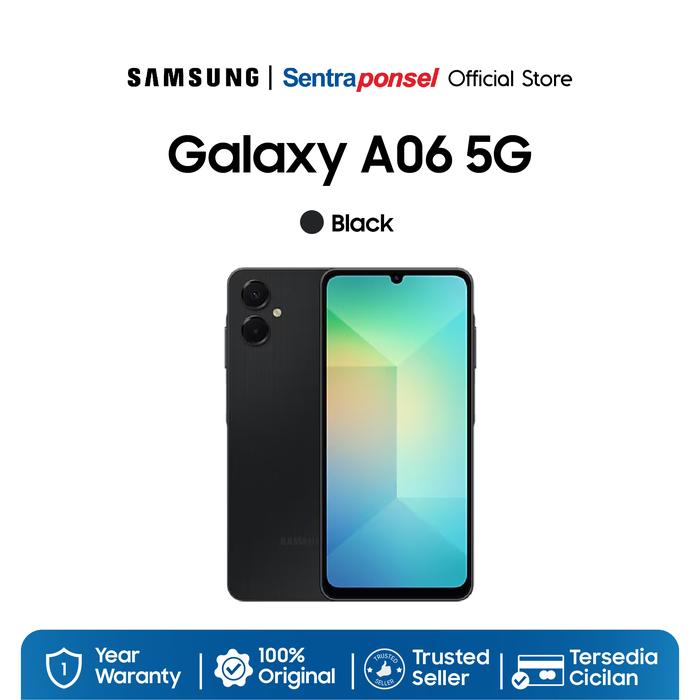 Gambar Samsung Galaxy A06 5G 6/128GB - | Prosesor Dimensity 6300 | Baterai 5.000 mAh |  Gratis Travel Adapter 25W Fast Charging - Garansi Resmi - Black dari sentraponselofficial undefined Tokopedia