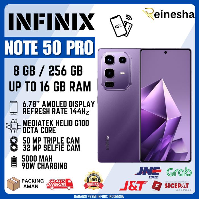 Gambar INFINIX NOTE 50 PRO 12/256 GB GARANSI RESMI INFINIX TERBARU NOTE 50 PRO 4G 8/256 GB RESMI - 8/256 GB, Purple dari REINESHA SHOP undefined Tokopedia