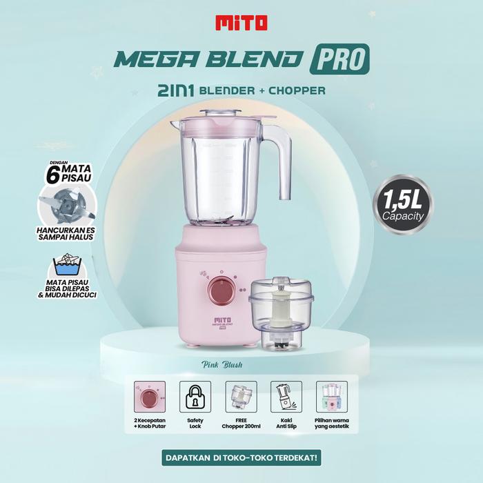 Gambar MITO MEGA BLEND PRO BL300 - 1,5L Jar 2 Tingkat Kecepatan + Pulse + 6 Mata Pisau dengan Ice Crusher - Hijau dari Satu Elektronik undefined 5 Tokopedia