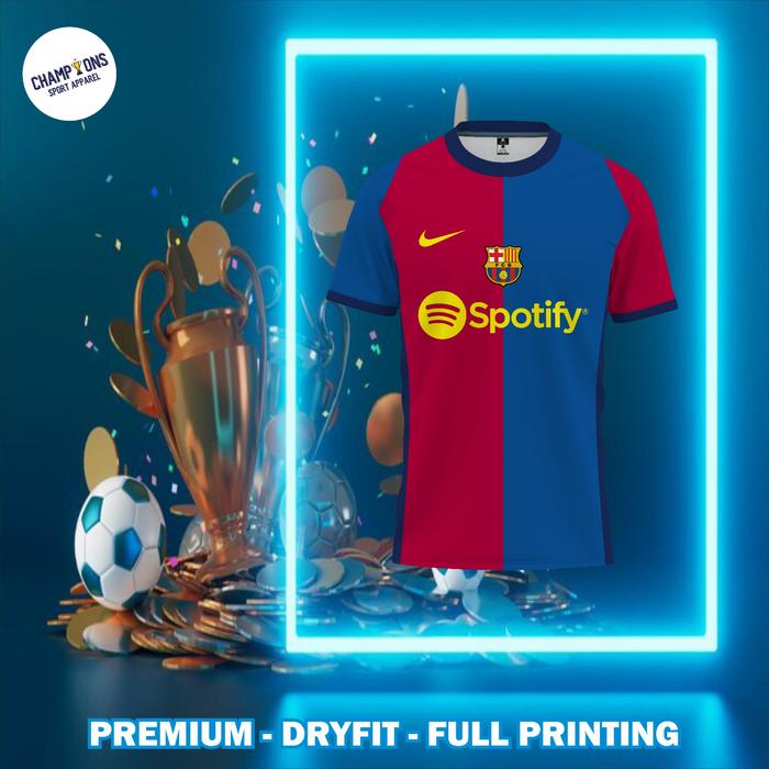 Gambar Setelan Jersey Barcelona Home 2024 - 2025 Lengan Pendek, FRee custom nama dan nomor untuk dewasa dan anak anak - ATASAN , S KIDS dari Jersey Factory Indonesia undefined Tokopedia