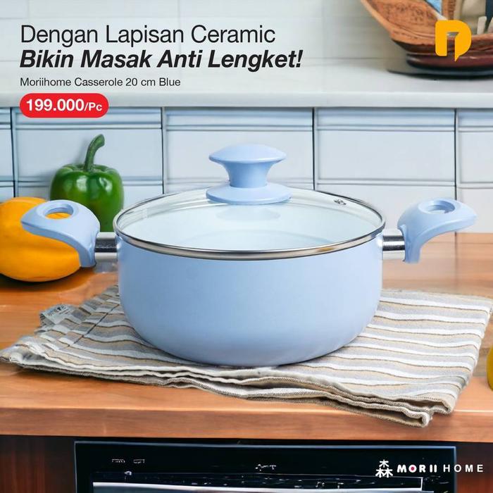 Gambar Moriihome Casserole 20 Cm Panci Anti Lengket Dengan Tutup Kaca dari dapurdiolima undefined Tokopedia