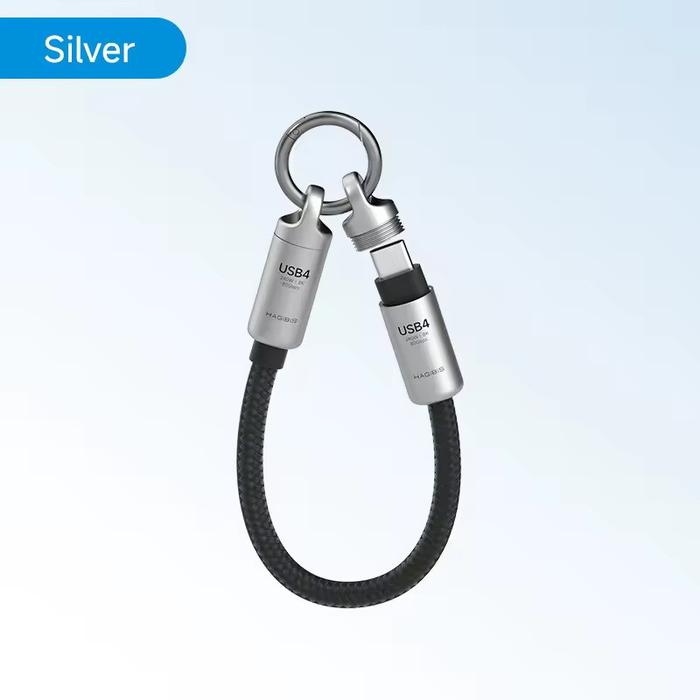 Gambar Hagibis GS200 USB4 Cable Portable Keychain 15 Cm, 80Gpbs 240W 8K@60Hz Short C to C Cable Lanyard Type-C Cable for iPhone 16 Pro Max, iPad Pro, Thunderbolt 5/4/3, External SSD - Silver dari Hagibis Indonesia Kota Administrasi Jakarta Barat Tokopedia