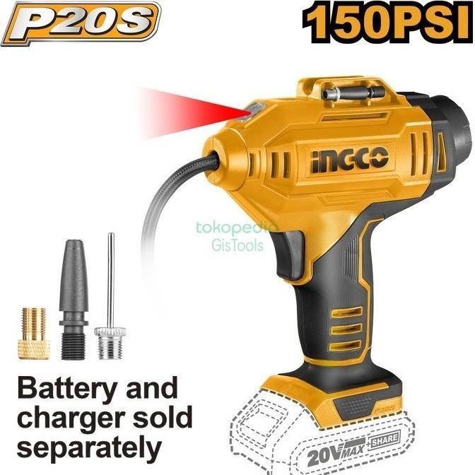 Gambar READY Ingco CACLI2018 Cordless Kompresor Angin Mini Pompa Ban 150Psi dari CV Earth Joy undefined Tokopedia