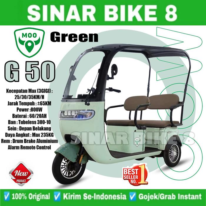 Bemac Electric E Trike Price List Jual MOO Sepeda Listrik Roda - Main Image