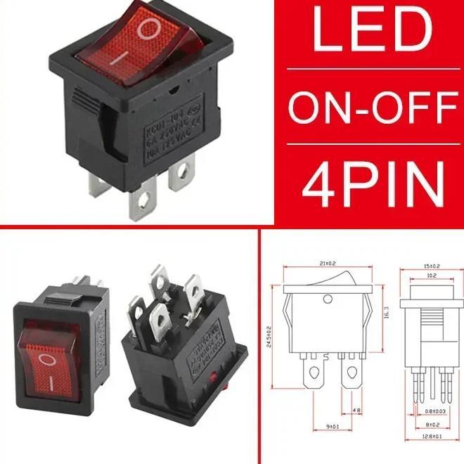 KCD11-101 Mini Rocker Switch On-Off AC 3A/250V 2 Pin - SPST (Black