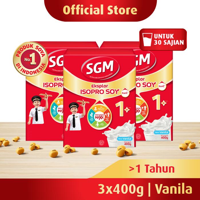 Gambar Paket 3 - SGM Eksplor ISOPRO SOY 1+ Vanilla Susu Pertumbuhan 400GR dari Aku Anak SGM undefined Tokopedia