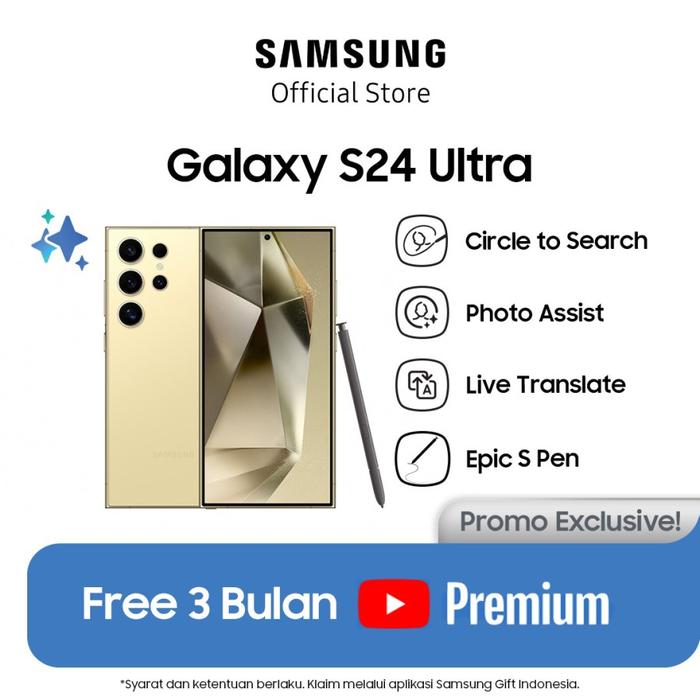 Gambar Samsung Galaxy S24 Ultra 5G, Chipset Snapdragon 8 Gen 3, Layar Amoled - Amber Yellow, 【 12/512 】 dari DZL Official Store undefined Tokopedia
