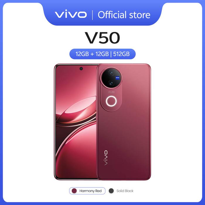 Gambar vivo V50 5G (12/512) Rounded-edge Design, ZEISS Group Potrait, 6000mAh Battery+90W Flashcharge, IP68+IP69, vivo AI - Harmony Red dari vivo Indonesia undefined Tokopedia