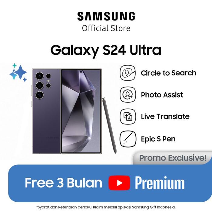 Gambar Samsung Galaxy S24 Ultra 5G, Chipset Snapdragon 8 Gen 3, Layar Amoled - Cobalt Violet, 【 12/512 】 dari DZL Official Store undefined Tokopedia