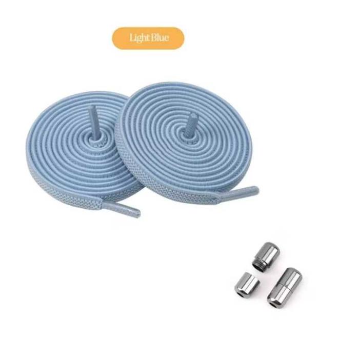 Gambar tali sepatu tanpa ikat premium - Tali Sepatu Elastis Lazy Lace Lock Tube Bulat - Biru Muda dari PointMarket88 undefined Tokopedia