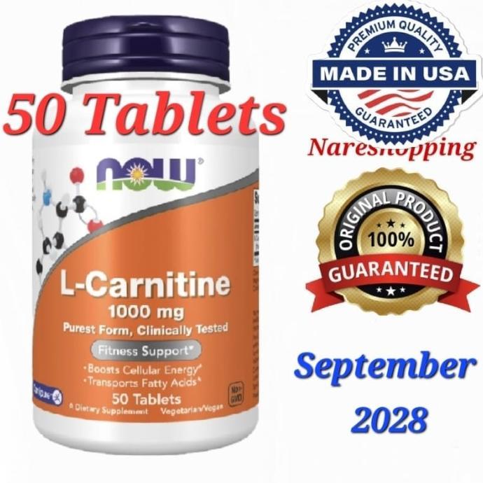 Gambar Now Foods USA L-Carnitine1000 mg, 100 Tablets Purest Form, Clinically Terbaru - 50 Tablets dari LEUMA undefined Tokopedia
