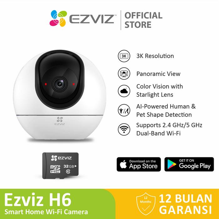Gambar Ezviz H6 3K Smart Home Wifi IP Camera CCTV Indoor Type C  w/SD Card 32/64/128Gb - H6 + Ezv 32Gb dari Ezviz Official Store undefined Tokopedia