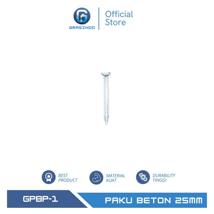 Gambar Paku Baja Beton Putih 1 - 1 1/4 - 1 1/2 - 4 Inch / Paku Tembok / Kayu  25 , 30 , 40 , 100 mm / Paku Beton Putih - 1"/25mm, 1pcs dari Grasindo Indah Group undefined Tokopedia